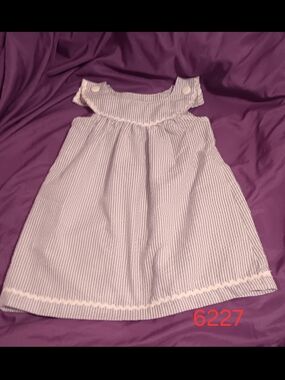 Lil Cactus Girls' Blue & White Striped Sleeveless Dress